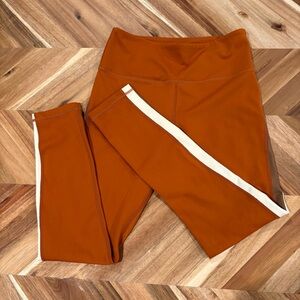 Women's Rust Leggings with White Stripe